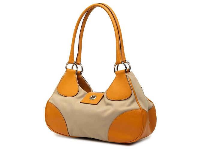 Prada Moon Schultertasche aus Canapa-Canvas mit Cinghiale-Besatz in Beige - Ansicht 2