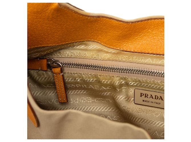 Prada Moon Schultertasche aus Canapa-Canvas mit Cinghiale-Besatz in Beige - Ansicht 6
