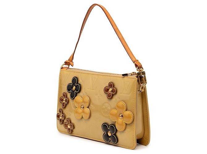 Borsa a tracolla Louis Vuitton Monogram Vernis Pochette Lexington Fleurs Gialla - vista 2