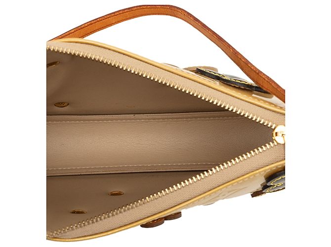 Borsa a tracolla Louis Vuitton Monogram Vernis Pochette Lexington Fleurs Gialla - vista 4