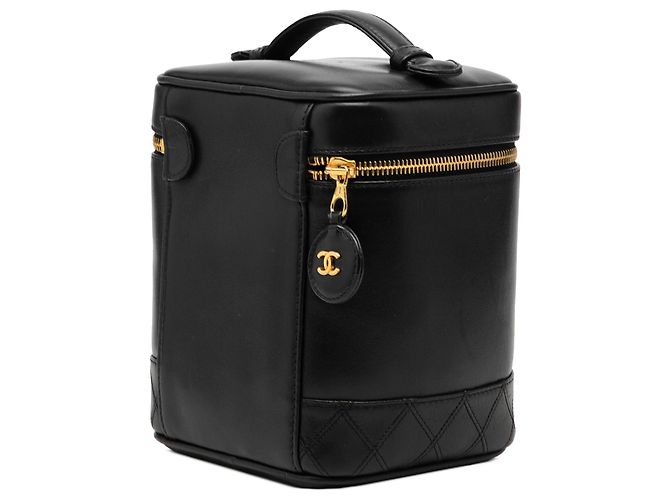 Vanity Beauty case Chanel CC in pelle di agnello nera Nero - vista 2