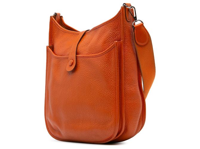 Borsa a tracolla Hermès Evelyne III 29 in pelle Clemence Orange - vista 2