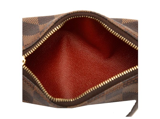Borsa a mano Louis Vuitton Damier Ebene Papillon Pochette Marrone - vista 4