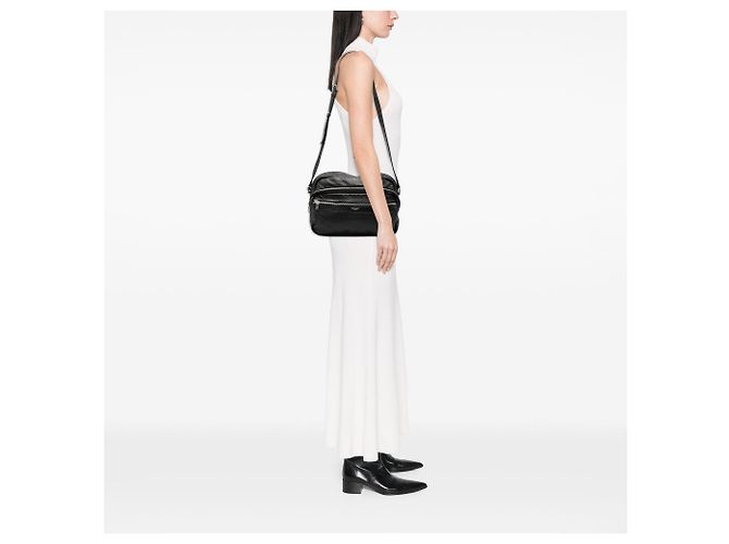 Autre Marque Saint Laurent Sid Messenger Bag aus Lammleder in Schwarz - Ansicht 7