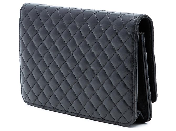 Borsa a tracolla Chanel CC Microquilted in pelle d'agnello nera Wallet On Chain Nero - vista 2