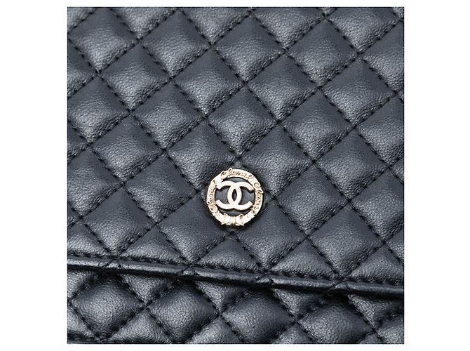 Borsa a tracolla Chanel CC Microquilted in pelle d'agnello nera Wallet On Chain Nero - vista 6
