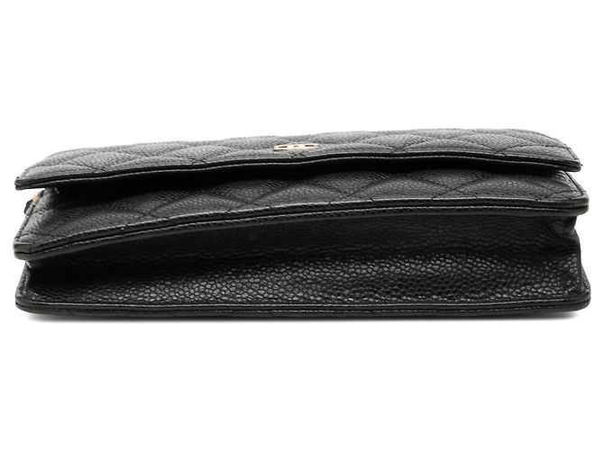Borsa a tracolla Chanel CC Quilted Caviar Wallet on Chain Nera Nero - vista 3