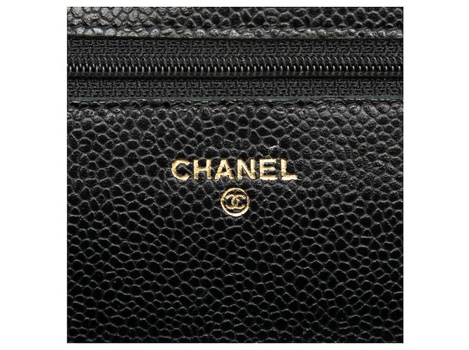 Borsa a tracolla Chanel CC Quilted Caviar Wallet on Chain Nera Nero - vista 5