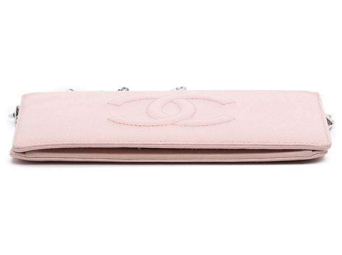 Borsa a tracolla Chanel CC Caviar Wallet On Chain Rosa - vista 3