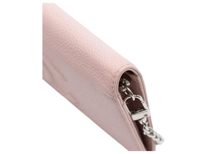 Borsa a tracolla Chanel CC Caviar Wallet On Chain Rosa - vista 8