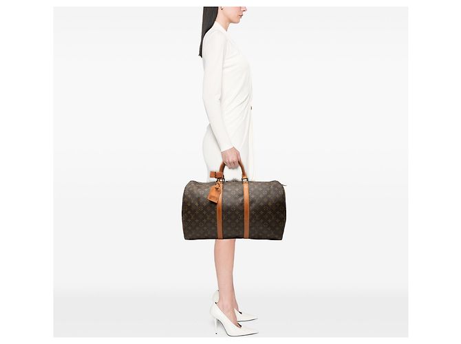 Borsa da viaggio Louis Vuitton Monogram Keepall 50 Marrone - vista 8
