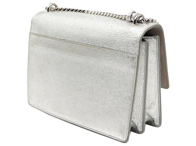 Autre Marque Borsa a tracolla Sunset Medium in pelle di vitello metallizzata argento con monogramma Saint Laurent - vista 2