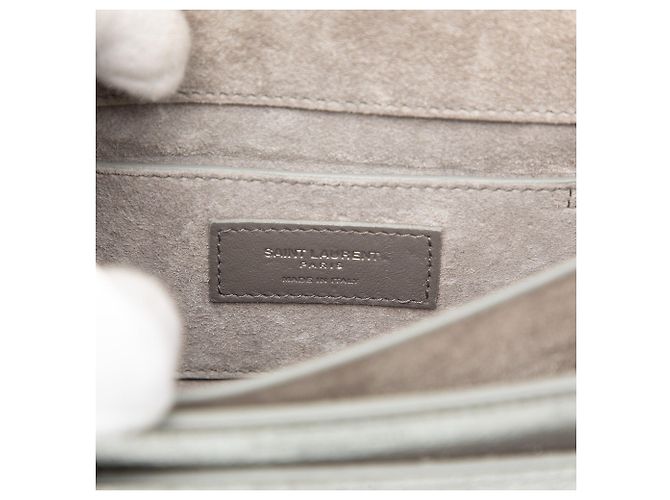 Autre Marque Borsa a tracolla Sunset Medium in pelle di vitello metallizzata argento con monogramma Saint Laurent - vista 5