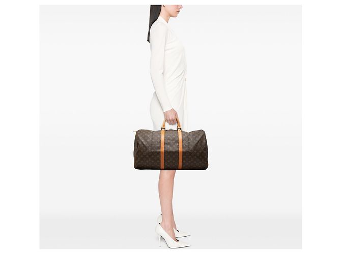 Bolso de viaje Louis Vuitton Monogram Keepall 55 Marrón Castaño - vista 9