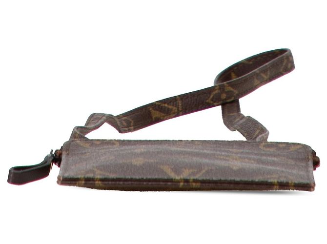 Borsa a tracolla porta passaporto Louis Vuitton Monogram Pochette Secret Marrone - vista 3