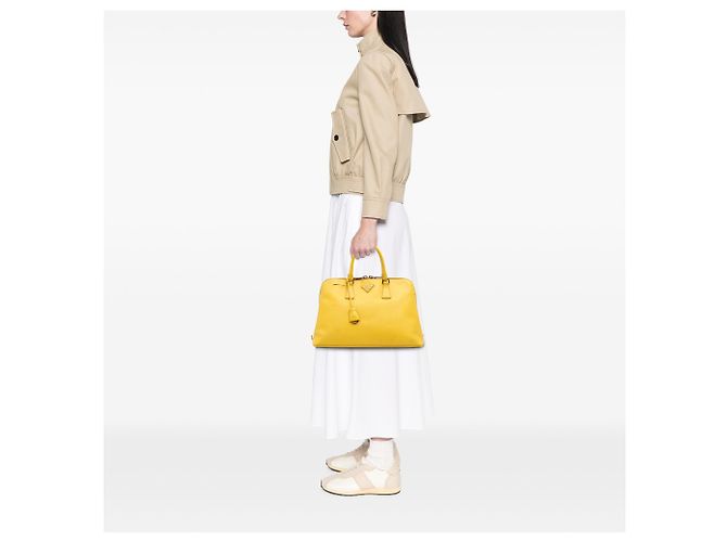 Borsa Prada Large Saffiano Lux Promenade Gialla Giallo - vista 11
