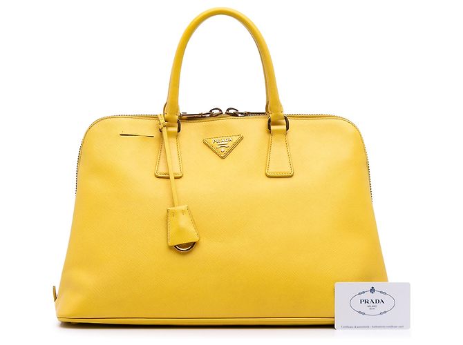 Borsa Prada Large Saffiano Lux Promenade Gialla Giallo - vista 12