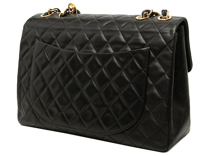 Borsa a tracolla Chanel Maxi XL Classic Single Flap in pelle di agnello nera Nero - vista 2