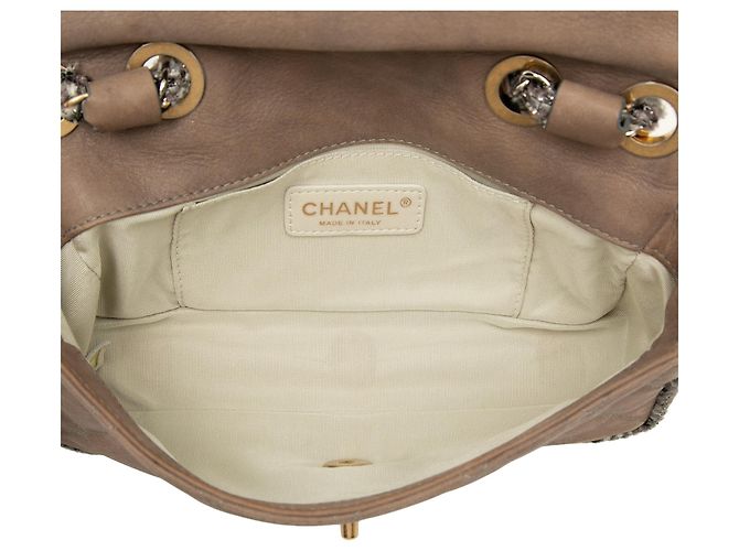 Borsa a tracolla Chanel Small Quilted in pelle d'agnello e tweed marrone con catena - vista 4
