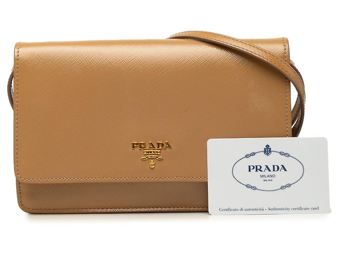 Borsa a tracolla Prada Saffiano Vernice marrone con portafoglio e tracolla - vista 9