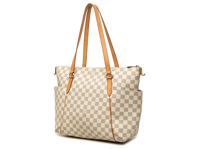 Borsa Tote Louis Vuitton Damier Azur Totally MM bianca Bianco - vista 2