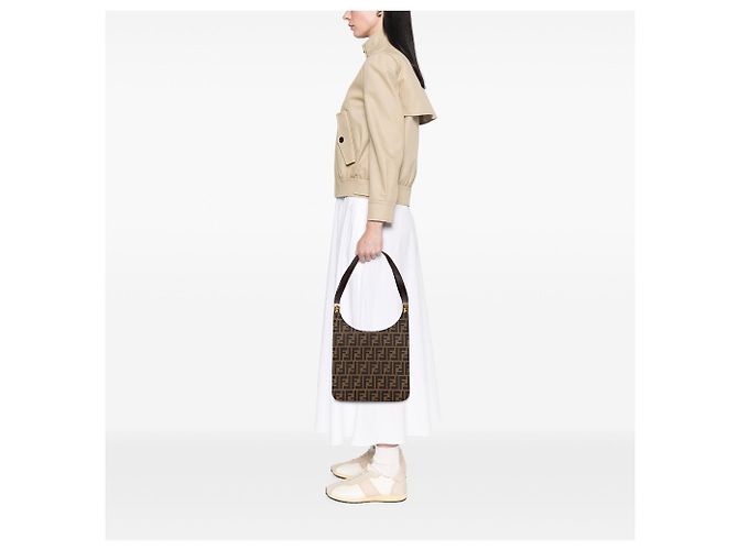 Brown Fendi Zucca Canvas Shoulder Bag - view 11