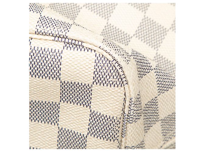 Borsa Tote Louis Vuitton Damier Azur Neverfull MM Bianca Bianco - vista 11