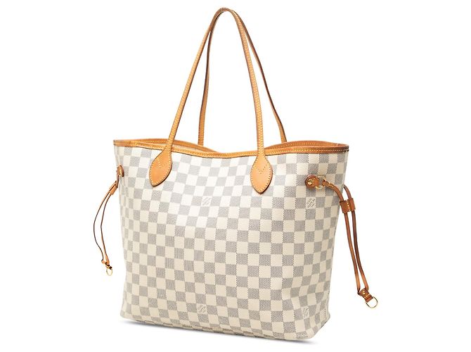 Borsa Tote Louis Vuitton Damier Azur Neverfull MM Bianca Bianco - vista 2