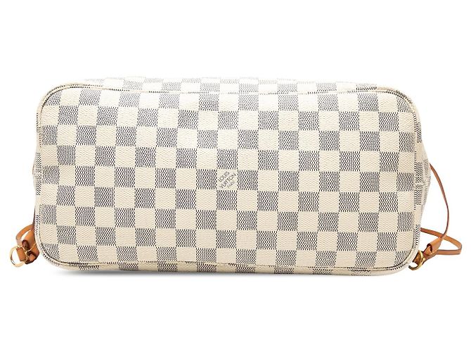 Borsa Tote Louis Vuitton Damier Azur Neverfull MM Bianca Bianco - vista 3