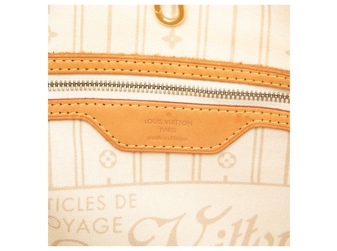 Borsa Tote Louis Vuitton Damier Azur Neverfull MM Bianca Bianco - vista 5