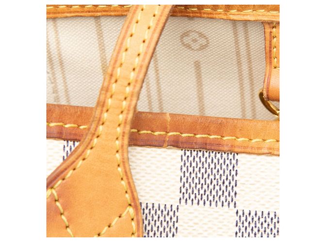 Borsa Tote Louis Vuitton Damier Azur Neverfull MM Bianca Bianco - vista 7