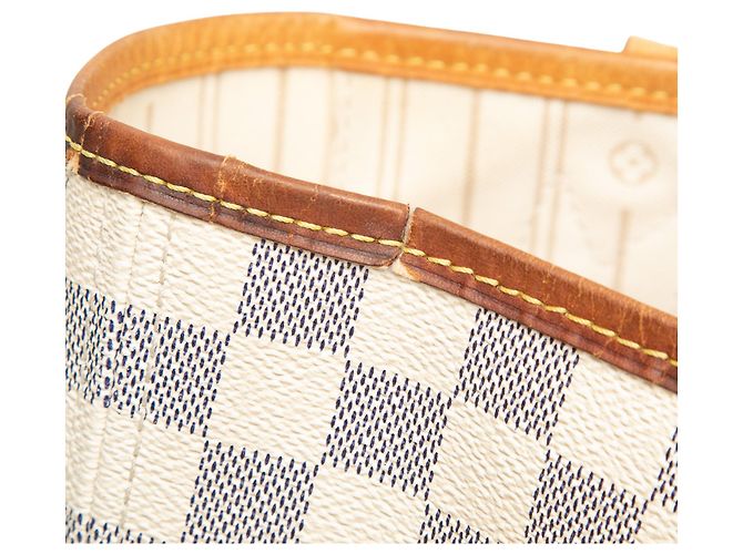 Borsa Tote Louis Vuitton Damier Azur Neverfull MM Bianca Bianco - vista 8