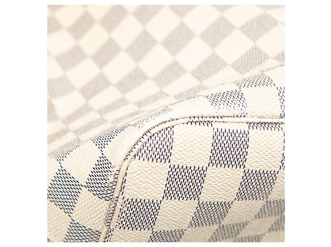 Borsa Tote Louis Vuitton Damier Azur Neverfull MM Bianca Bianco - vista 9