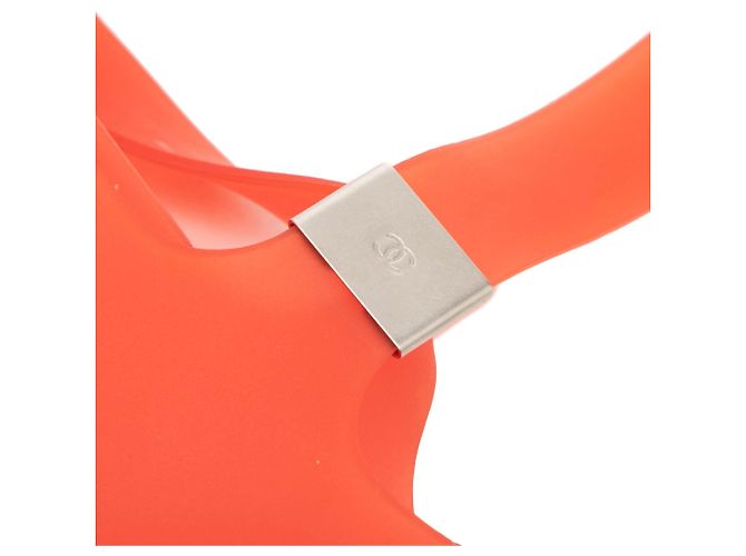 Orange Chanel Rubber Logo Jelly Tote - Ansicht 6