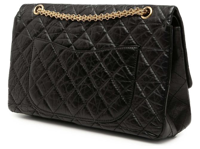 Borsa a tracolla Chanel Reissue 2.55 Double Flap 227 in pelle di vitello invecchiata matelassé nera Nero - vista 2