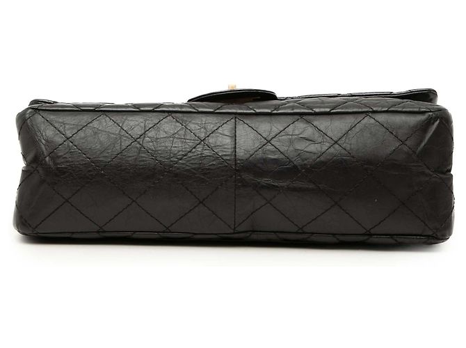 Borsa a tracolla Chanel Reissue 2.55 Double Flap 227 in pelle di vitello invecchiata matelassé nera Nero - vista 3