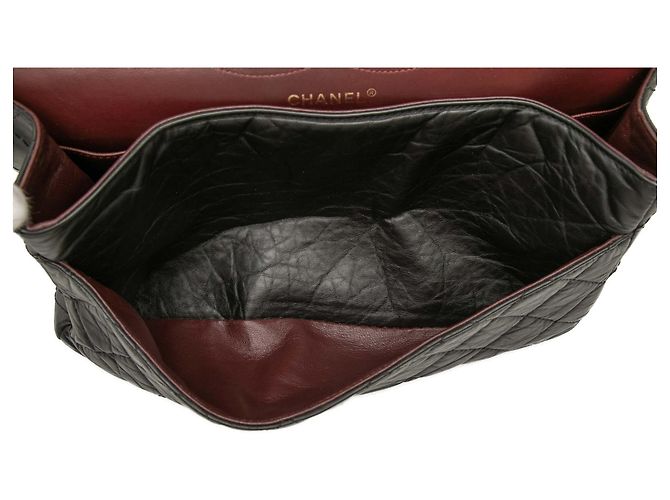 Borsa a tracolla Chanel Reissue 2.55 Double Flap 227 in pelle di vitello invecchiata matelassé nera Nero - vista 4