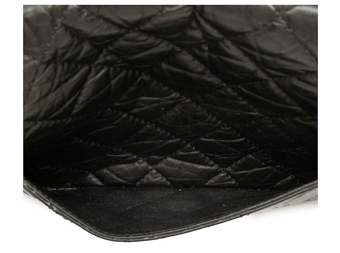 Borsa a tracolla Chanel Reissue 2.55 Double Flap 227 in pelle di vitello invecchiata matelassé nera Nero - vista 6