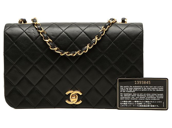 Borsa a tracolla Chanel Small CC Quilted Lambskin Full Single Flap Nera Nero - vista 9
