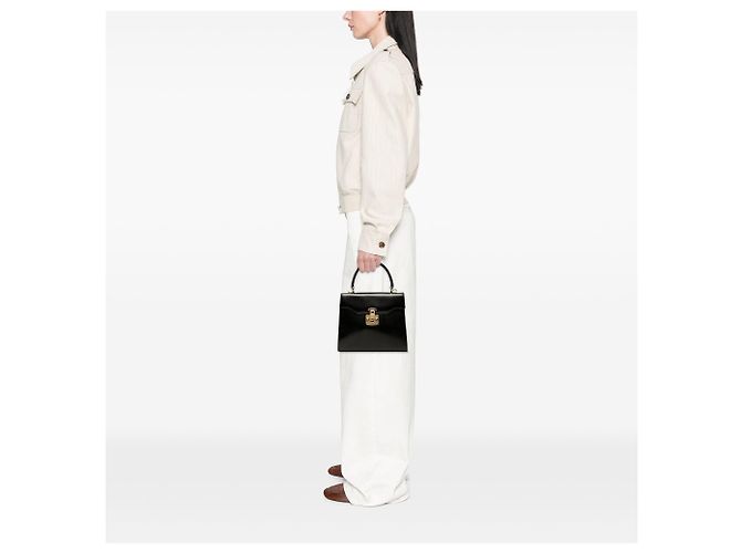 Black Gucci Calfskin Lady Lock Satchel - view 6