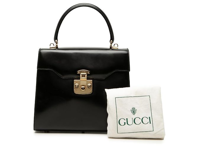 Black Gucci Calfskin Lady Lock Satchel - view 7