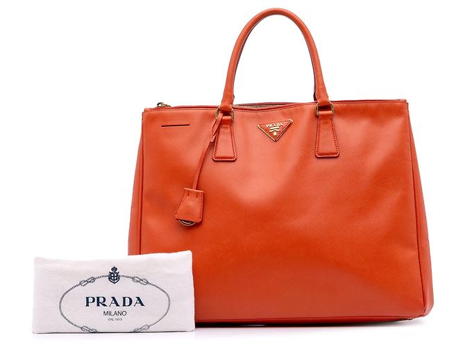 Tote Prada Galleria Double Zip Extra Large em Saffiano Lux Laranja - vista 14