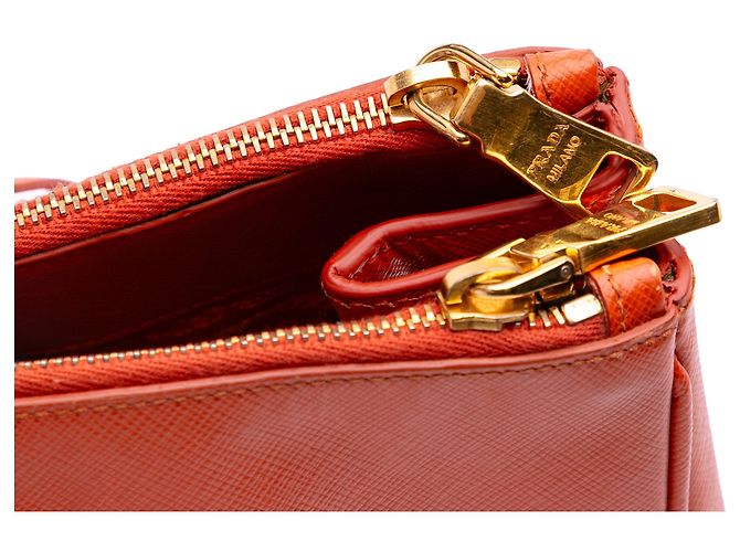 Tote Prada Galleria Double Zip Extra Large em Saffiano Lux Laranja - vista 8