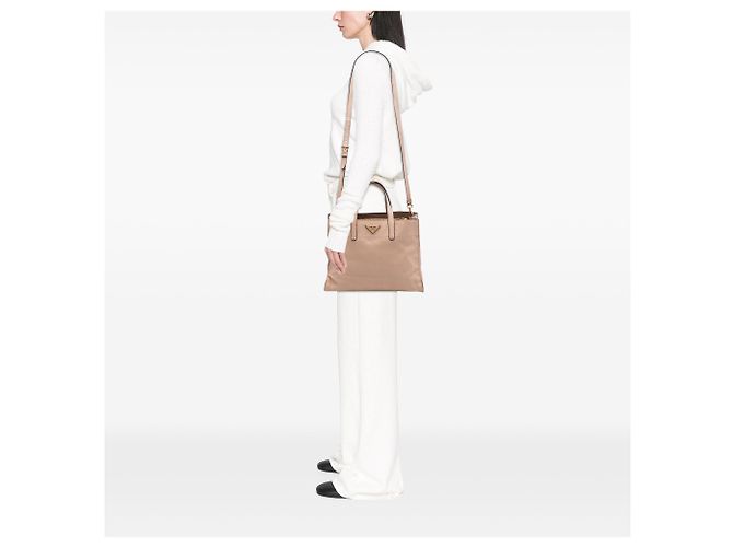 Borsa Satchel Prada Saffiano Soft a tre tasche, Marrone - vista 7