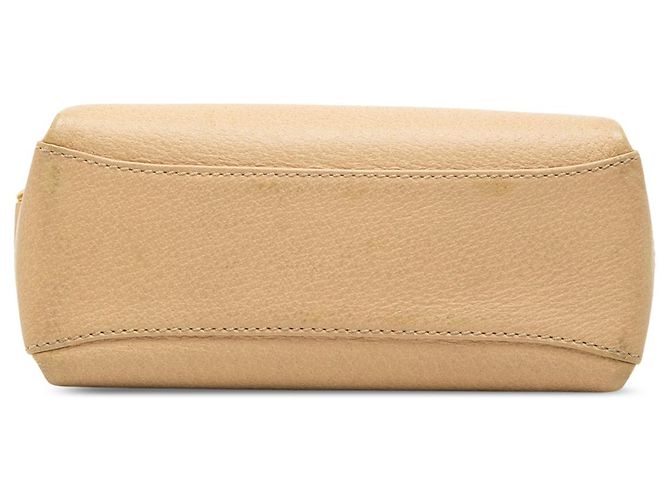 Bamboo Bolsa Gucci em couro de bezerro granulado bege com alça de bambu - vista 3