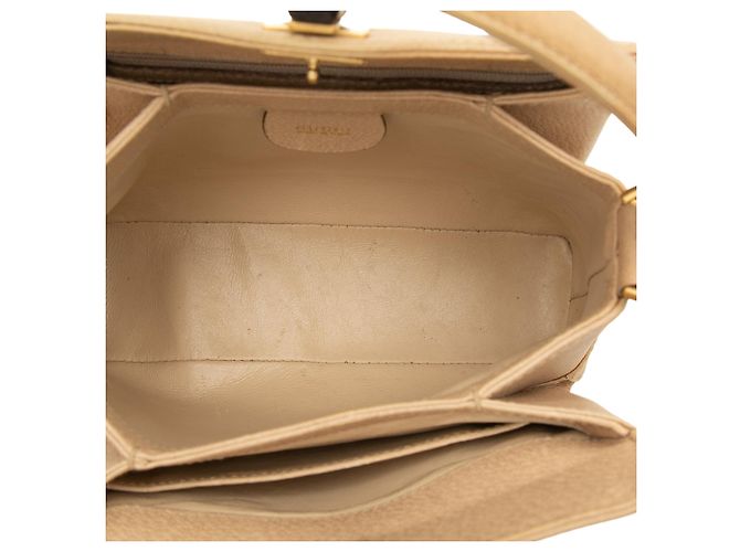Bamboo Bolsa Gucci em couro de bezerro granulado bege com alça de bambu - vista 4