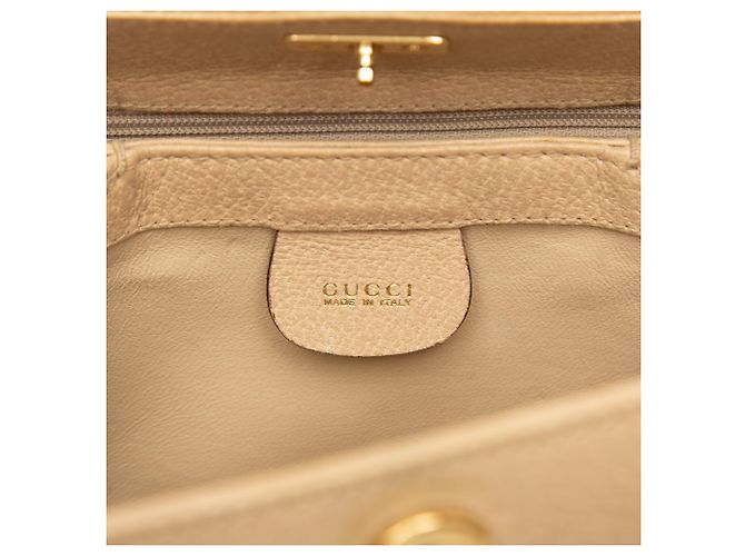 Bamboo Bolsa Gucci em couro de bezerro granulado bege com alça de bambu - vista 5