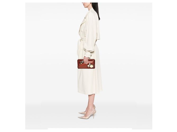 Clutch Bottega Veneta in Nappa marrone con lente a specchio - vista 8