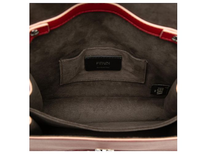 Borsa a tracolla Fendi Kan I Small in pelle traforata rossa Rosso - vista 4