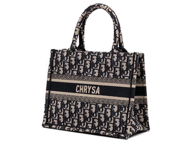 Dior Small Book Tote aus blauer Oblique Canvas - Ansicht 2